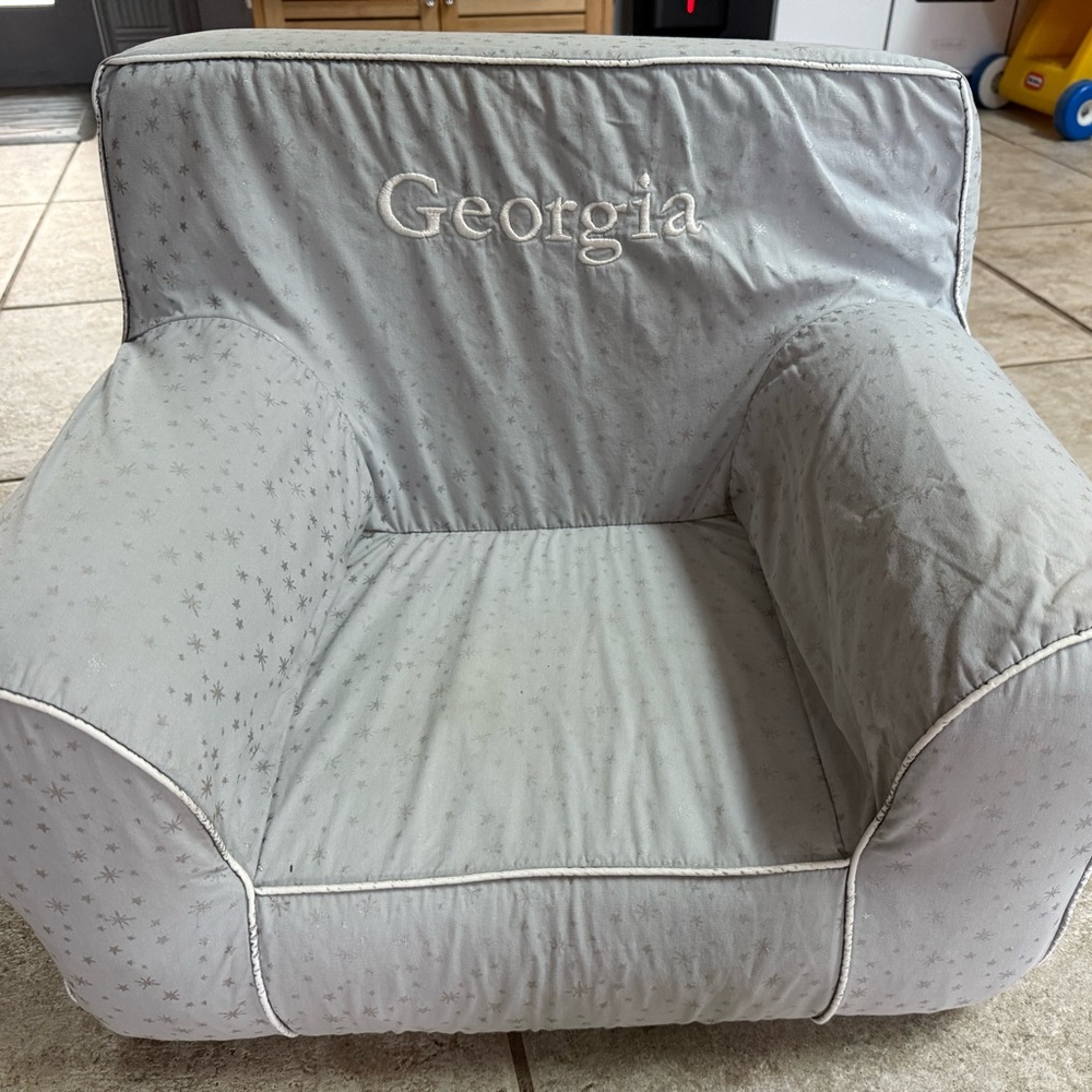 Pottery Barn My first anywhere chair with Georgia name
Cover removable.